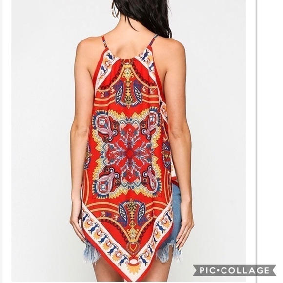 1 Left!! Boho Scarf Print Top - Picture 3 of 3